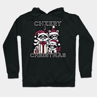 Raccoons with Presents. Merry Christmas Hoodie